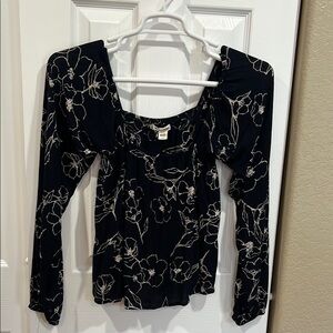 Billabong Black Floral Blouse size large